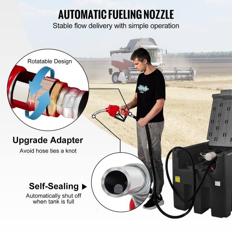VEVOR Portable Diesel Tank, 116 Gal. Capacity and 10 GPM Flow Rate, Diesel Fuel Tank with 12V Electric Transfer Pump, Black - SLYXJLBDDW200L3BNV0-730
