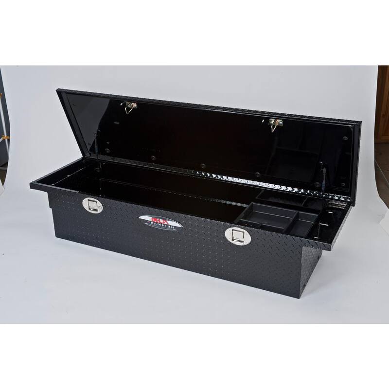 Crescent Jobox 70 in. Black Diamond Plate Aluminum Full Size Low-Profile Crossover Truck Tool Box with Gear-Lock Latch - 1-351002