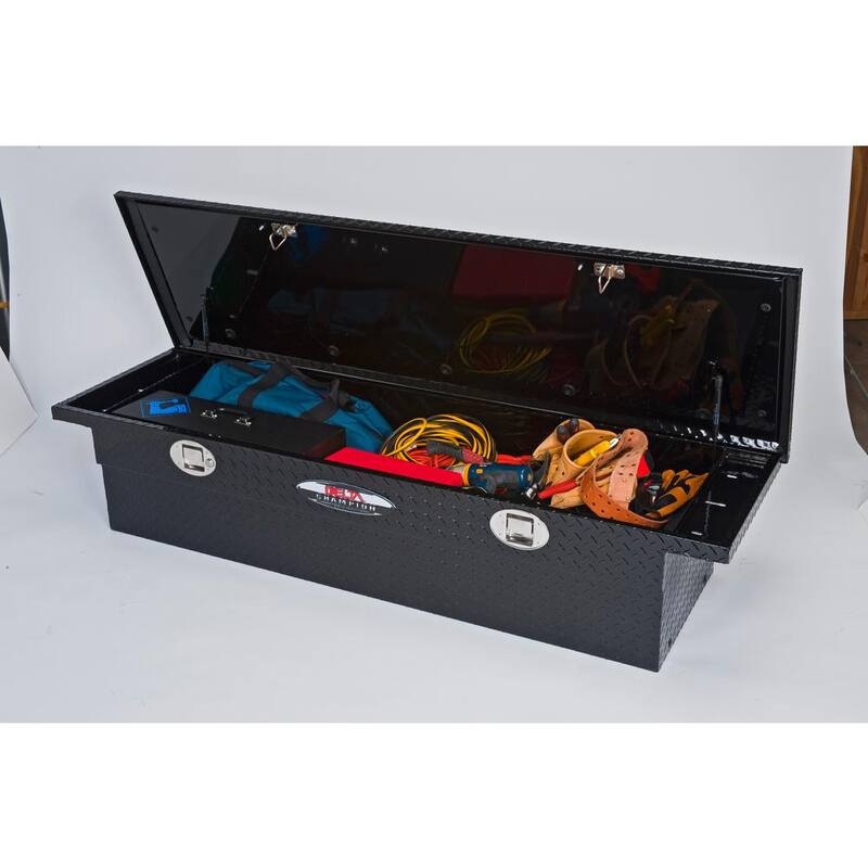 Crescent Jobox 70 in. Black Diamond Plate Aluminum Full Size Low-Profile Crossover Truck Tool Box with Gear-Lock Latch - 1-351002