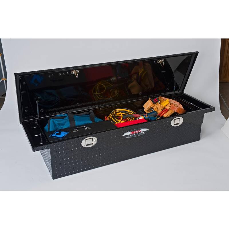 Crescent Jobox 70 in. Black Diamond Plate Aluminum Full Size Low-Profile Crossover Truck Tool Box with Gear-Lock Latch - 1-351002