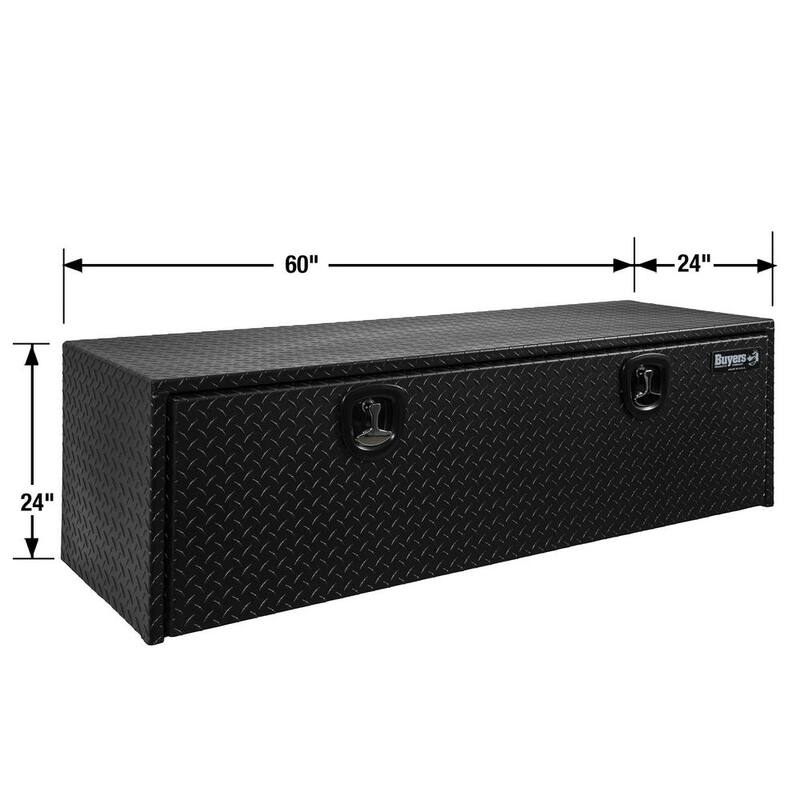 Buyers Products Company 24 in. x 24 in. x 60 in. Gloss Black Diamond Tread Aluminum Underbody Truck Tool Box - 1725145