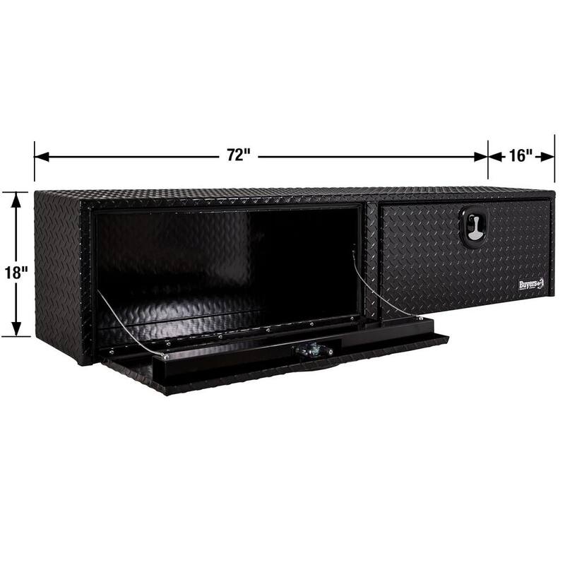 Buyers Products 18 in. x 16 in. x 72 in. Gloss Black Diamond Tread Aluminum Topsider Truck Box - 1721563
