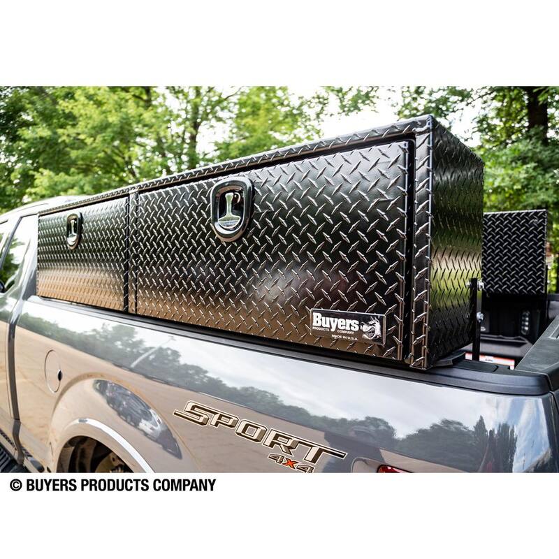 Buyers Products 18 in. x 16 in. x 72 in. Gloss Black Diamond Tread Aluminum Topsider Truck Box - 1721563