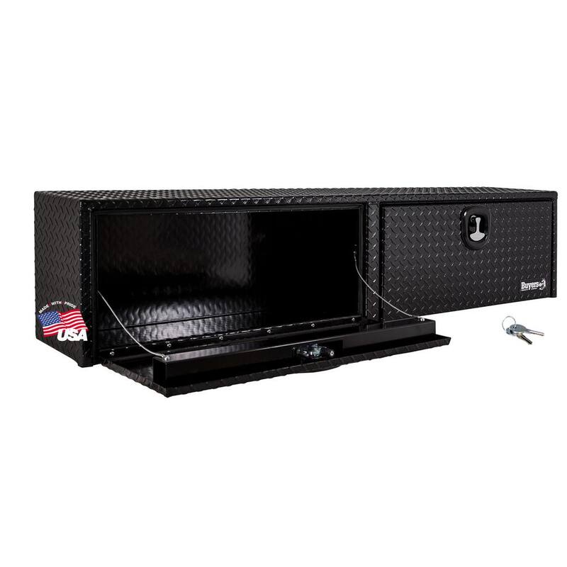 Buyers Products 18 in. x 16 in. x 72 in. Gloss Black Diamond Tread Aluminum Topsider Truck Box - 1721563