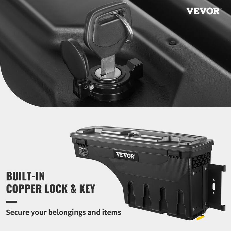 VEVOR 28 in. ABS Truck Bed Storage Box 6.6 Gal. Passenger Side Truck Tool Box for Silverado 1500 GMC Sierra 1500 2019-21,Black - KCLJGJXCKCBDDMP3IV0