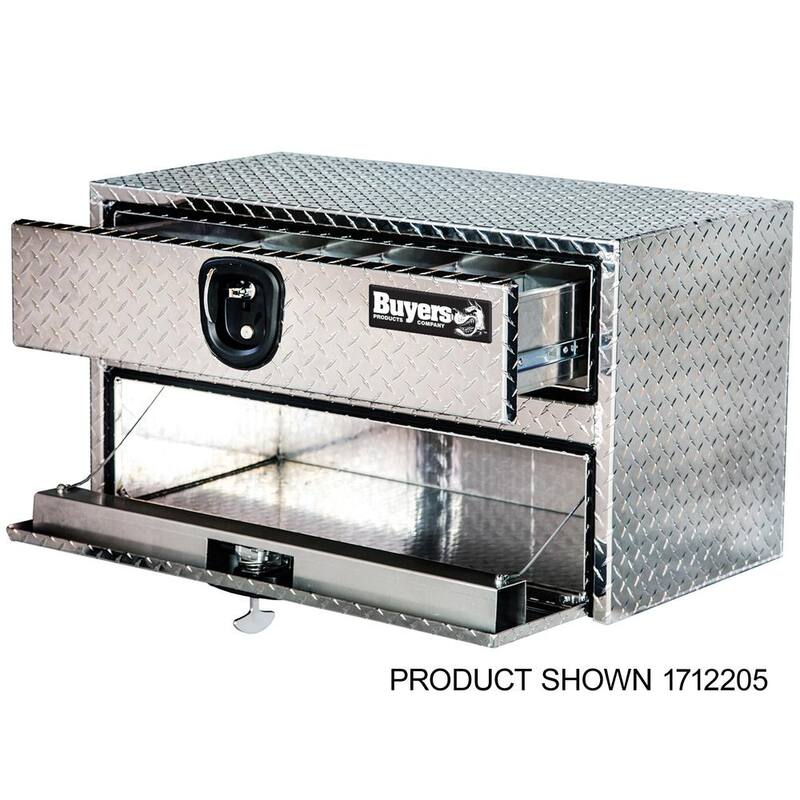 Buyers Products Company 20 in. x 18 in. x 48 in. Diamond Plate Tread Aluminum Underbody Truck Tool Box with Drawer - 1712210