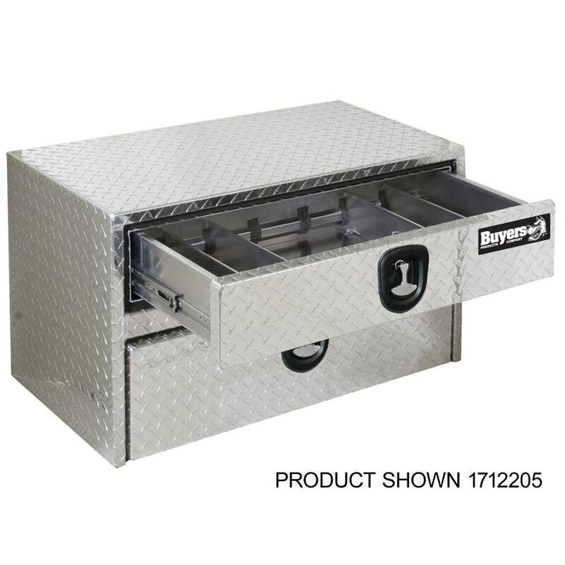 Buyers Products Company 20 in. x 18 in. x 48 in. Diamond Plate Tread Aluminum Underbody Truck Tool Box with Drawer - 1712210