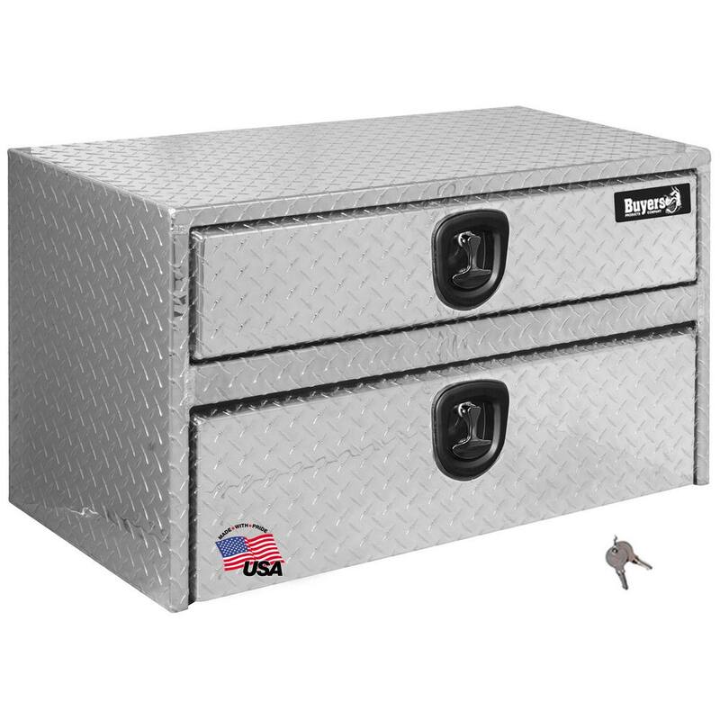 Buyers Products Company 20 in. x 18 in. x 48 in. Diamond Plate Tread Aluminum Underbody Truck Tool Box with Drawer - 1712210