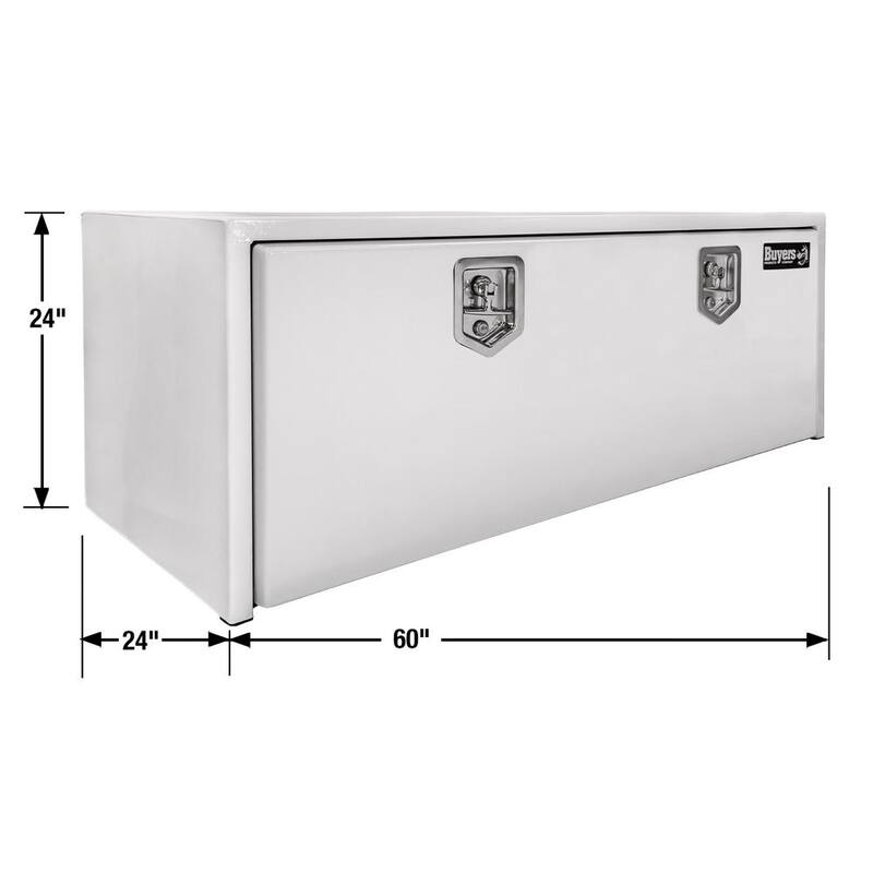 Buyers Products Company 24 in. x 24 in. x 60 in. White Steel Underbody Truck Tool Box - 1704415