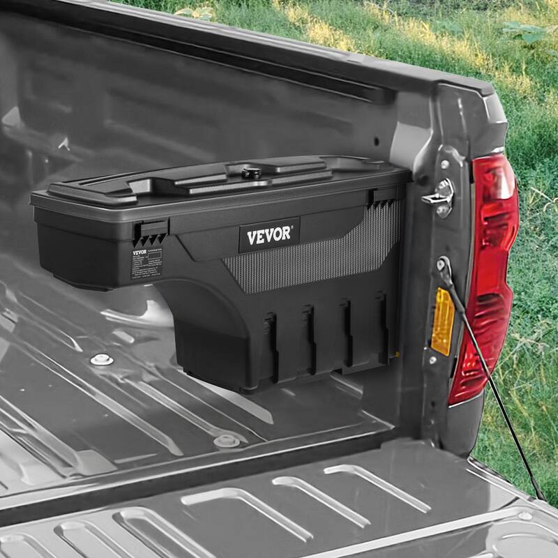 VEVOR 28 in. ABS Truck Bed Storage Box 6.6 Gal. Passenger Side Truck Tool Box with Password Padlock for Tundra 2007-2021,Black - KTOYOTATUNDRALH6JV0