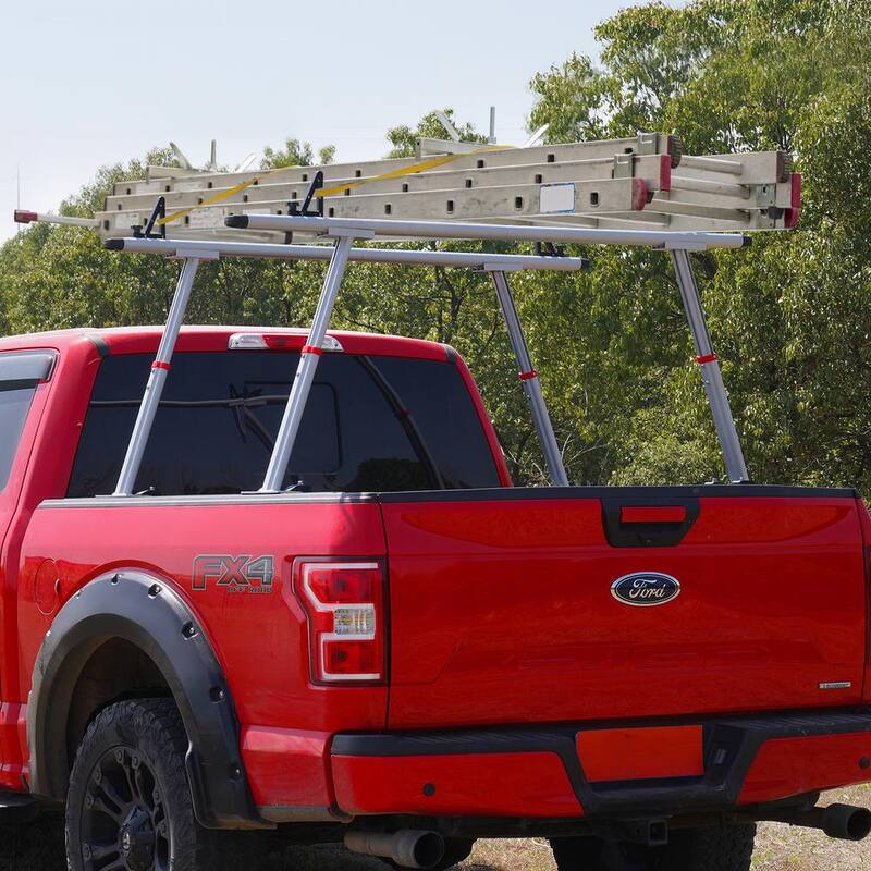 SKYSHALO Truck Rack, 800 lbs. Capacity, 19-34 in. Adjustable Height, Aluminum Ladder Rack for Truck with 8 Non-Drilling C-clamps - PKHJLXJB71INCO9JWV0-0718