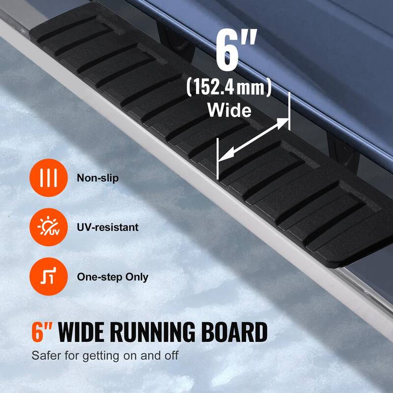 VEVOR Running Boards, 6 in. Step Bars Compatible with 2009-2018 Dodge Ram Crew Cab, Stainless Steel Side Steps Nerf Bars - KCTJBZDS2009Q4BQ4V0-0813