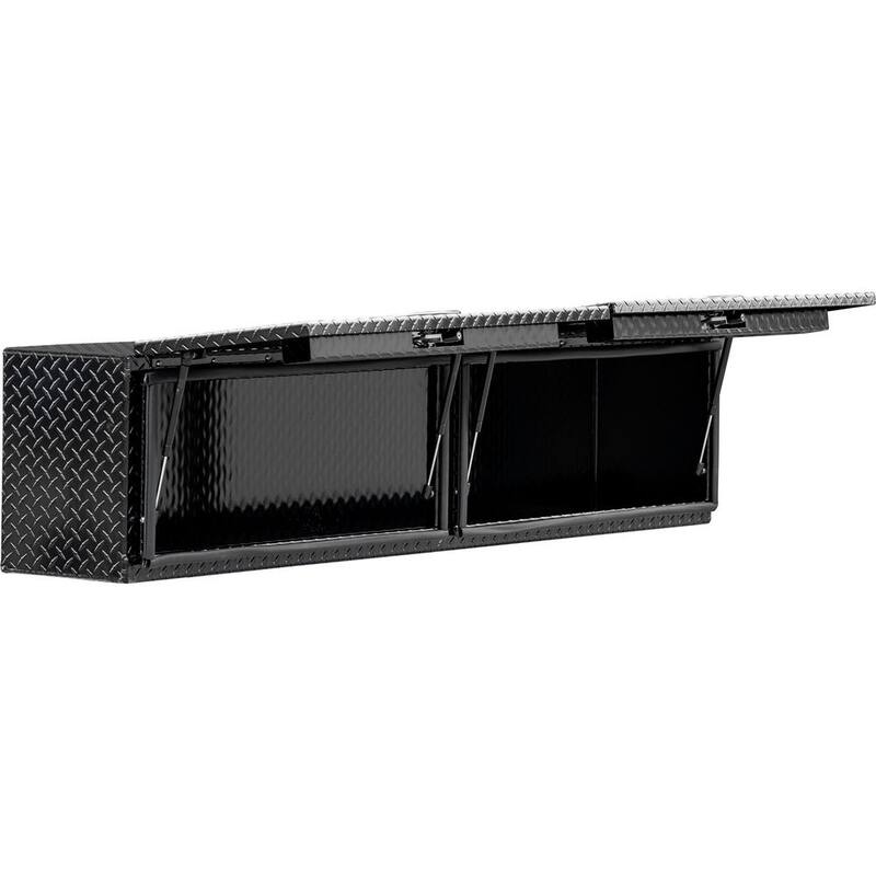 Buyers Products Company 16 in. x 13 in. x 88 Gloss Black Diamond Tread Aluminum Top Mount Truck Tool Box with Flip-Up Doors - 1721356