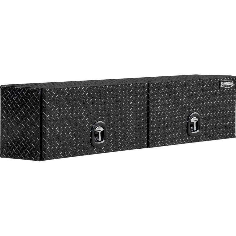 Buyers Products Company 16 in. x 13 in. x 88 Gloss Black Diamond Tread Aluminum Top Mount Truck Tool Box with Flip-Up Doors - 1721356