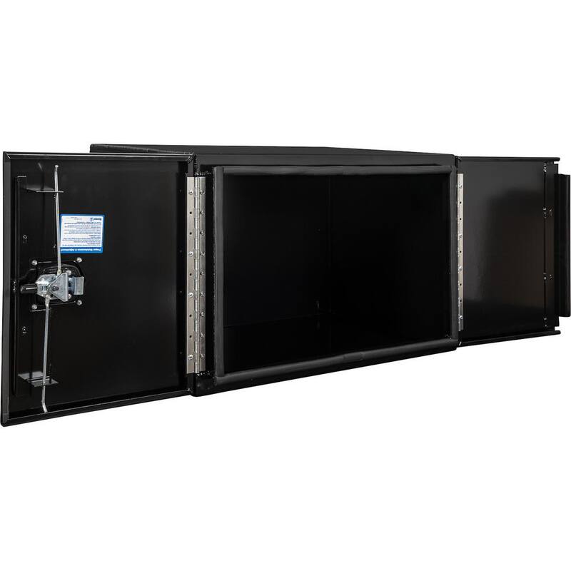 Buyers Products Company 18 in. x 18 in. x 48 in. Black Smooth Aluminum Underbody Truck Tool Box with Barn Door - 1705810