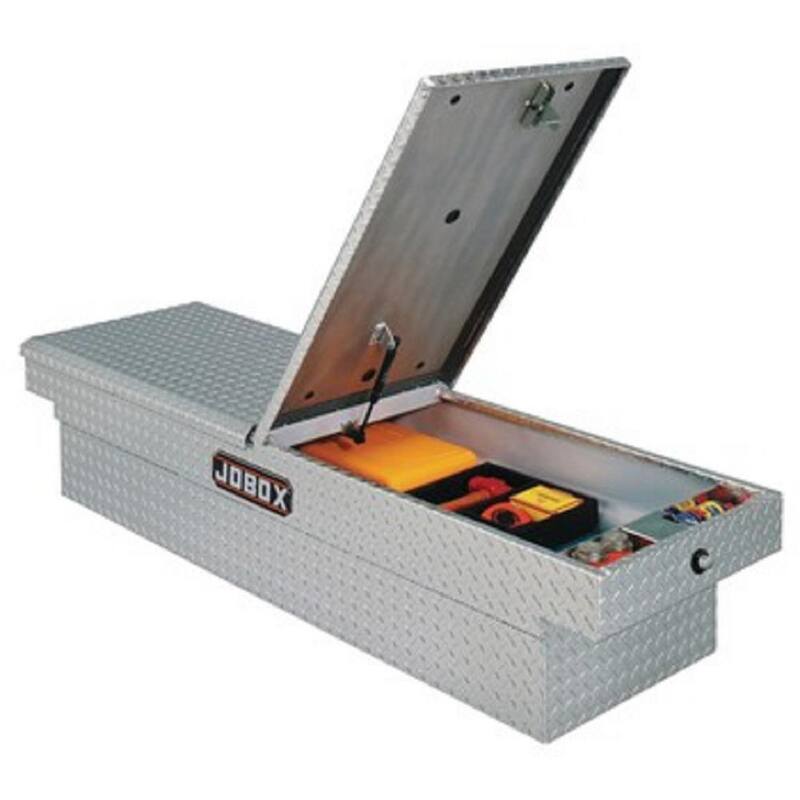 Crescent Jobox 71 in. Diamond Plate Aluminum Full Size Crossover Mid-Lid Truck Tool Box Pushbutton Gear-Lock - PAC1596000