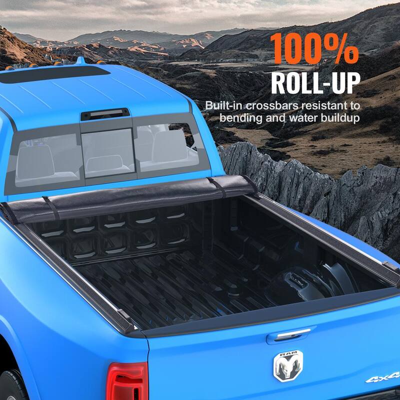 VEVOR Truck Bed Cover Roll Up Truck Bed Tonneau Cover Compatible with 2002-2018 Dodge Ram 1500,2019-2024 Classic, Soft PVC - JQSKCHBXGJQSYTYBSV0