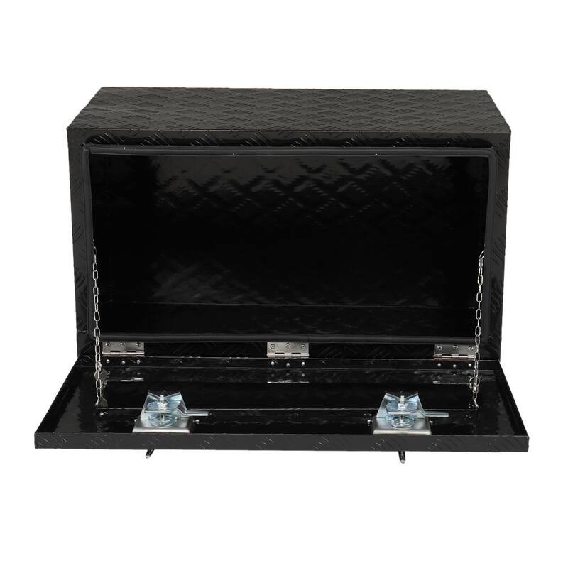 Karl home 30 in. Black Diamond Plate Aluminum Underbody Truck Tool Box Double Lock with Key - 280431681522