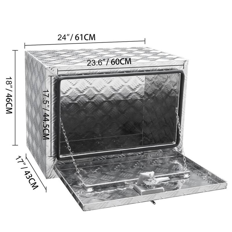 VEVOR 24 in. x 17 in. x 18 in. Underbody Truck Tool Box Aluminum Pickup Storage Box with Lock Keys Latch for Truck Van Trailer - CDK241718INCHVZD7V0