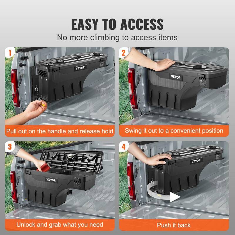 VEVOR 6.6 Gal. Truck Bed Storage Box 28 in. ABS Driver Side Truck Tool Box with Password Padlock for Ford F150 2015-2021,Black - KCLJGFORDF150N5OTV0