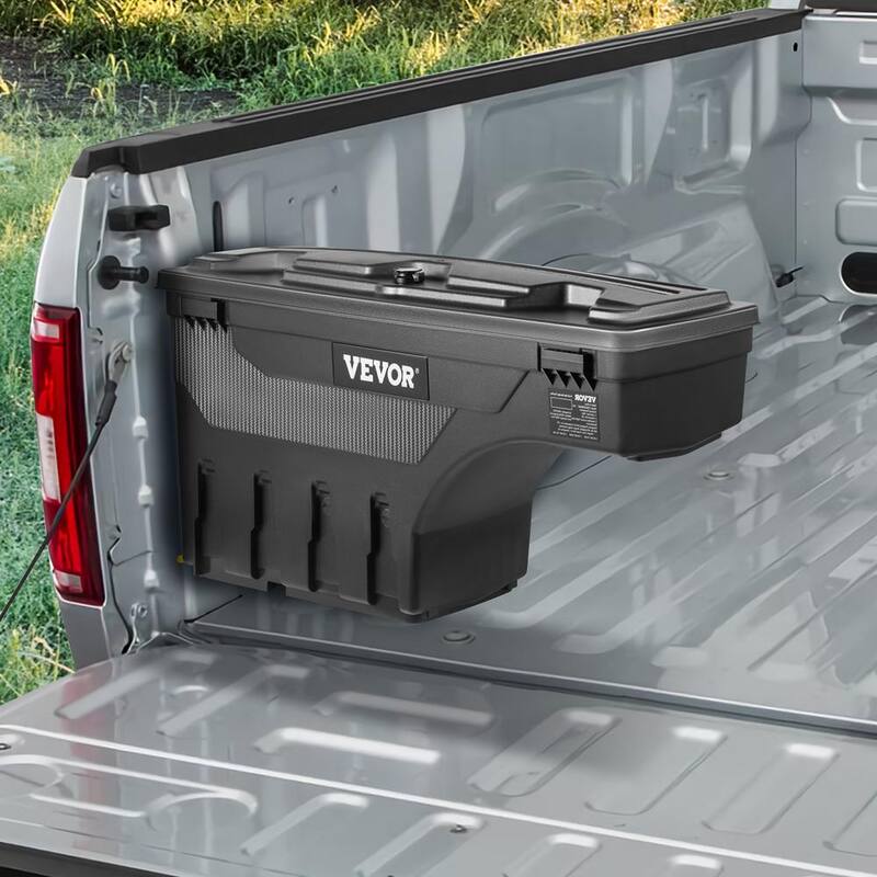 VEVOR 6.6 Gal. Truck Bed Storage Box 28 in. ABS Driver Side Truck Tool Box with Password Padlock for Ford F150 2015-2021,Black - KCLJGFORDF150N5OTV0