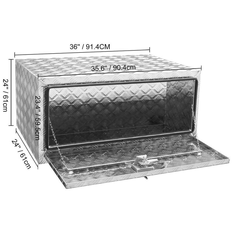 VEVOR 36 in. x 24 in. x 24 in. Underbody Truck Tool Box Aluminum Pickup Storage Box with Keys T-Handle Latch for Truck Trailer - CDK362424INCHHXLFV0