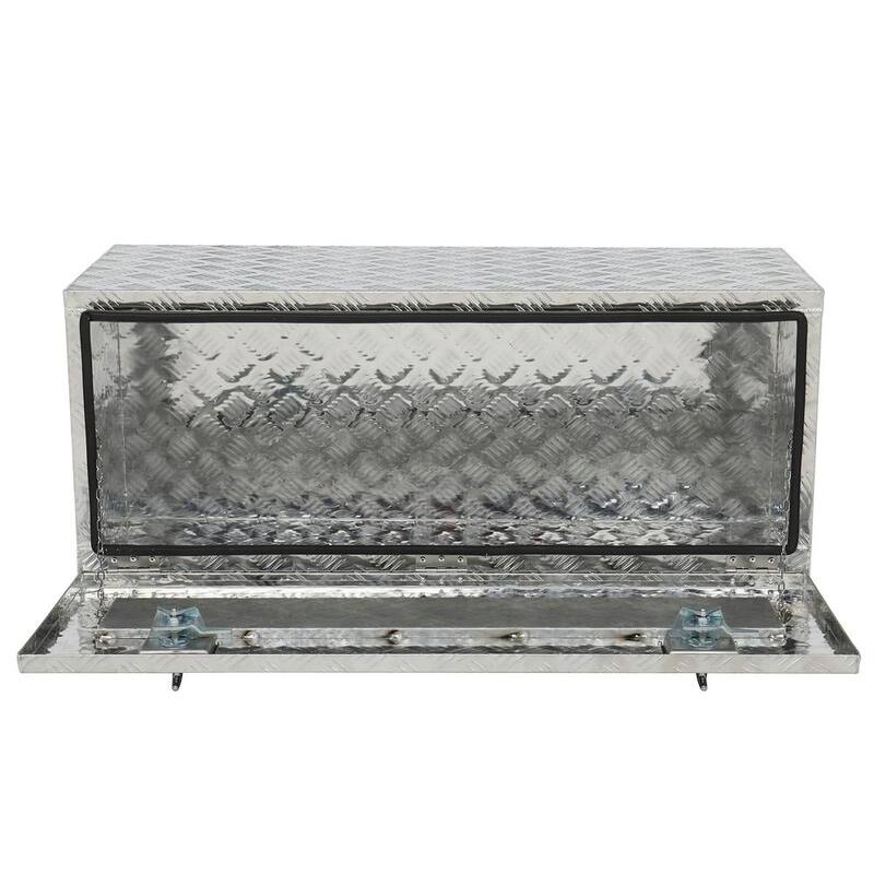 Karl home 42 in. Silver Diamond Plate Aluminum Underbody Truck Tool Box Double Lock with Key - 655159938119