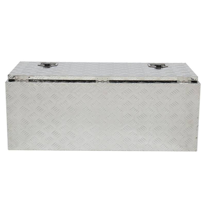 Karl home 42 in. Silver Diamond Plate Aluminum Underbody Truck Tool Box Double Lock with Key - 655159938119