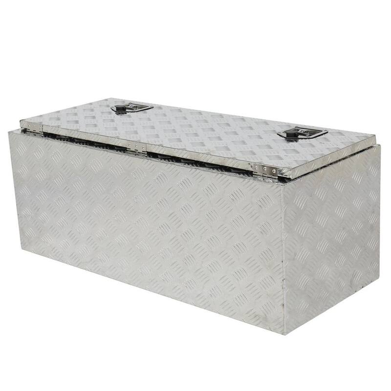 Karl home 42 in. Silver Diamond Plate Aluminum Underbody Truck Tool Box Double Lock with Key - 655159938119