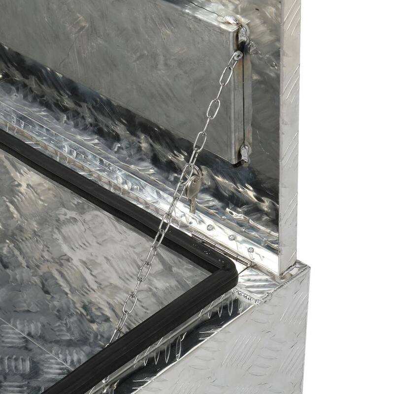 Karl home 42 in. Silver Diamond Plate Aluminum Underbody Truck Tool Box Double Lock with Key - 655159938119
