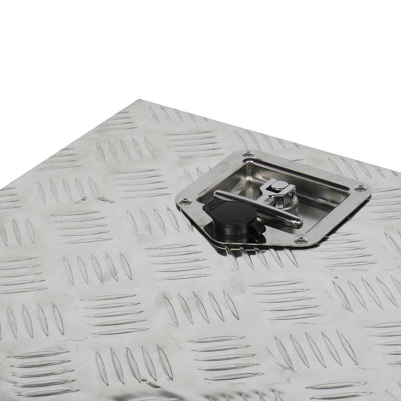 Karl home 42 in. Silver Diamond Plate Aluminum Underbody Truck Tool Box Double Lock with Key - 655159938119