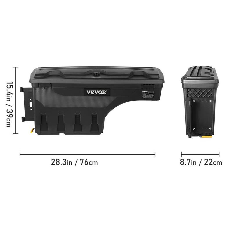 VEVOR 28 in. ABS Truck Bed Storage Box 6.6 Gal. Driver Side Truck Tool Box with Password Padlock for Tundra 2007-2021, Black - KTOYOTATUNDRAVZRWV0