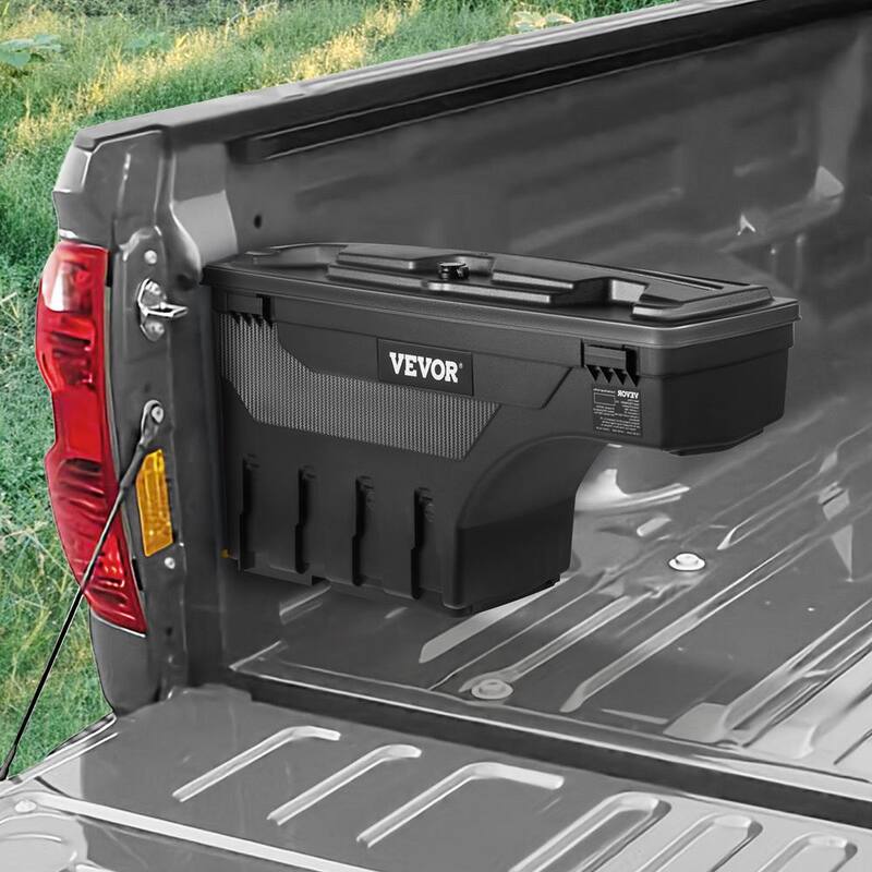 VEVOR 28 in. ABS Truck Bed Storage Box 6.6 Gal. Driver Side Truck Tool Box with Password Padlock for Tundra 2007-2021, Black - KTOYOTATUNDRAVZRWV0