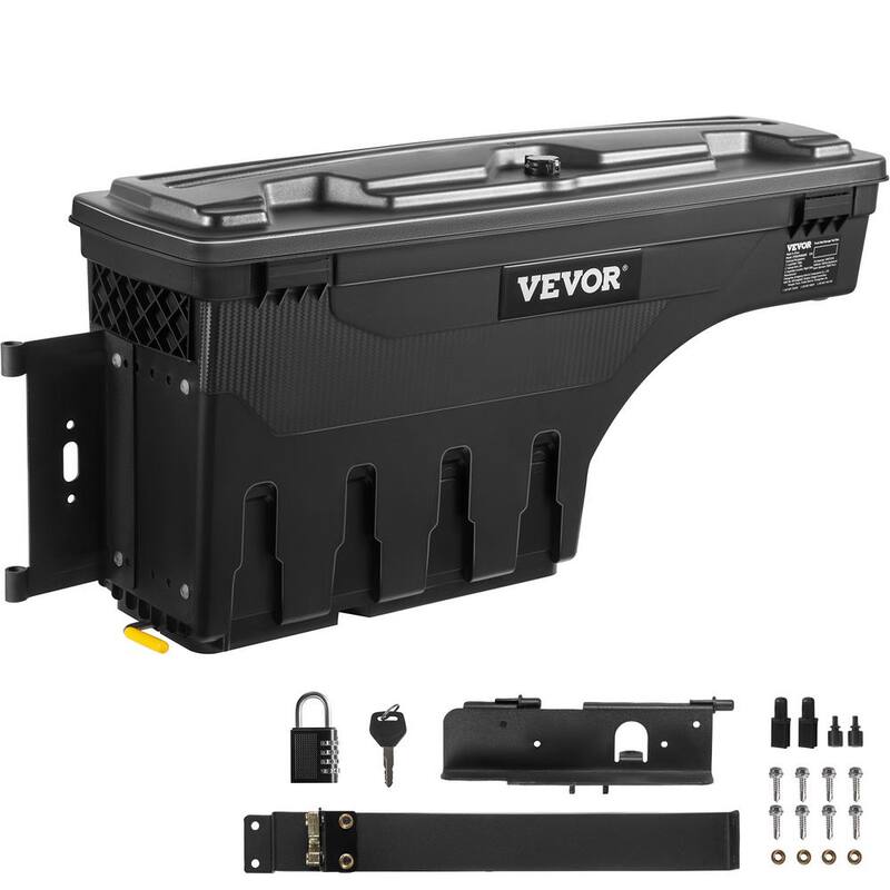 VEVOR 28 in. ABS Truck Bed Storage Box 6.6 Gal. Driver Side Truck Tool Box with Password Padlock for Tundra 2007-2021, Black - KTOYOTATUNDRAVZRWV0
