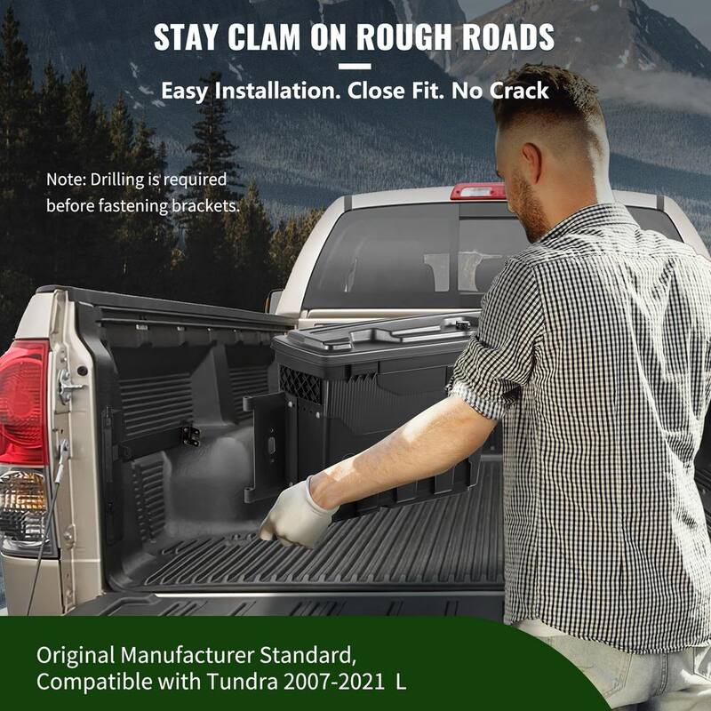 VEVOR 28 in. ABS Truck Bed Storage Box 6.6 Gal. Driver Side Truck Tool Box with Password Padlock for Tundra 2007-2021, Black - KTOYOTATUNDRAVZRWV0