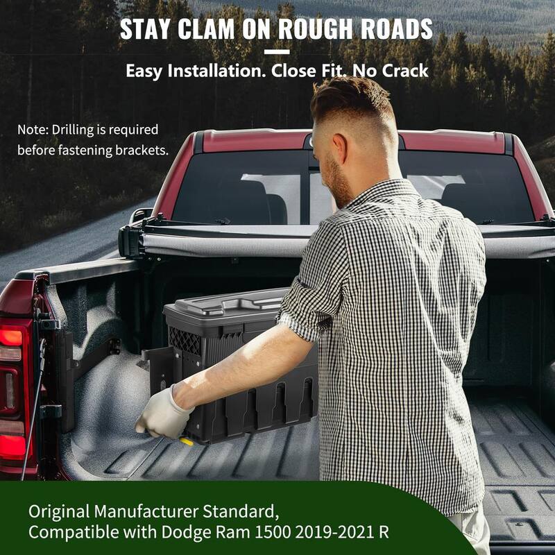 VEVOR 28 in. ABS Truck Bed Storage Box 6.6 Gal. Driver Side Truck Tool Box with Password Padlock for Dodge Ram 1500 2019-2023 - KCLJGDODGERAMACUNV0