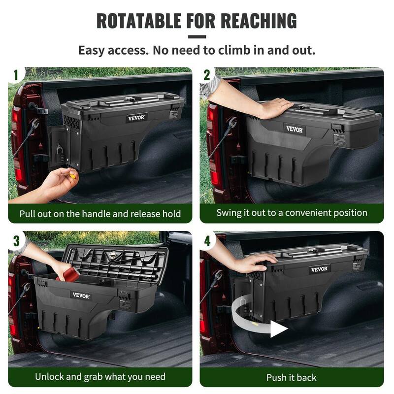 VEVOR 28 in. ABS Truck Bed Storage Box 6.6 Gal. Driver Side Truck Tool Box with Password Padlock for Dodge Ram 1500 2019-2023 - KCLJGDODGERAMACUNV0
