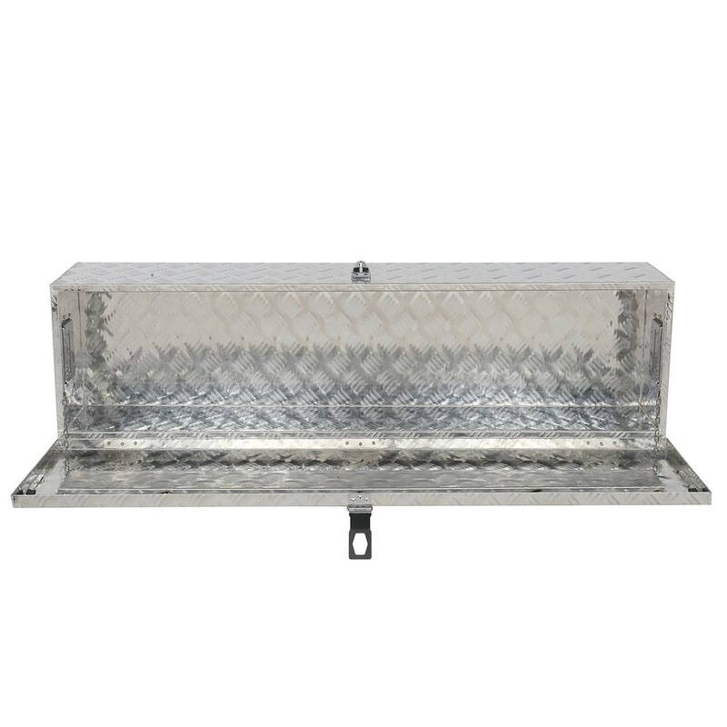 Karl home 49 in. Silver Diamond Plate Aluminum Underbody Truck Tool Box with Keys - 649253887381