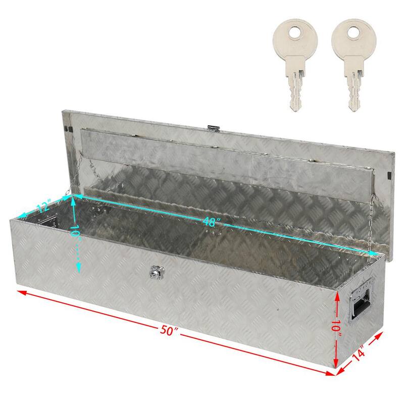 Karl home 49 in. Silver Diamond Plate Aluminum Underbody Truck Tool Box with Keys - 649253887381