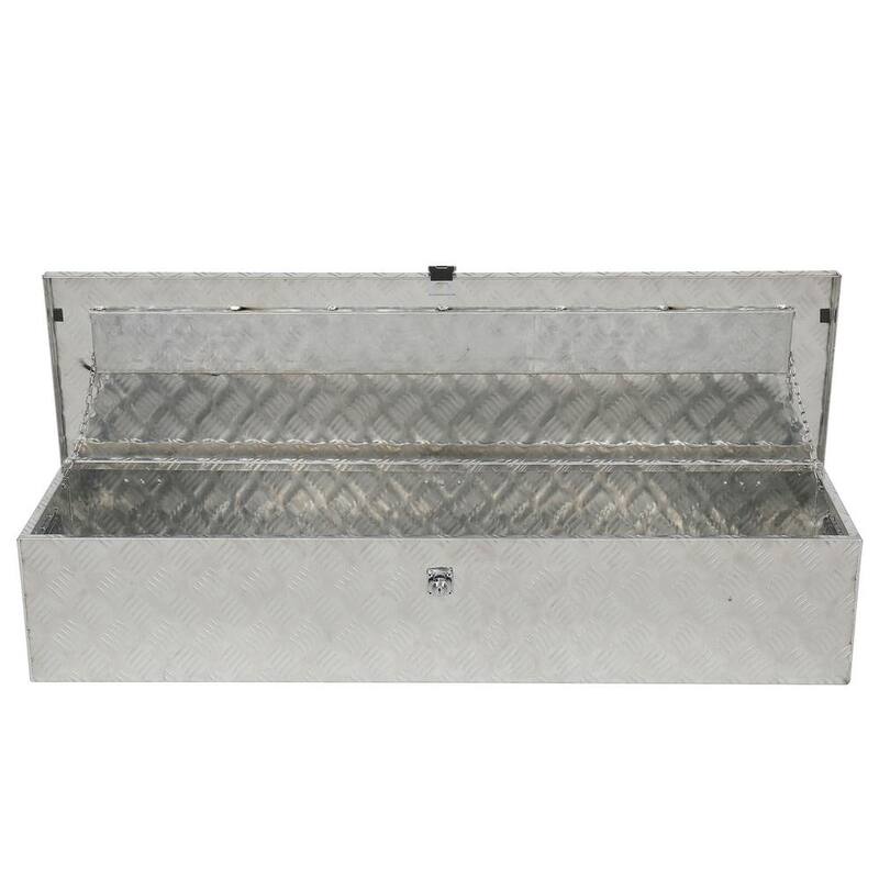 Karl home 49 in. Silver Diamond Plate Aluminum Underbody Truck Tool Box with Keys - 649253887381
