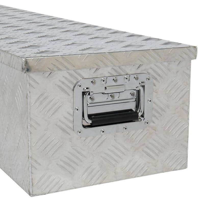 Karl home 49 in. Silver Diamond Plate Aluminum Underbody Truck Tool Box with Keys - 649253887381