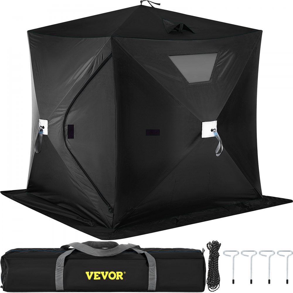 VEVOR 2-3 Person Ice Fishing Shelter, Pop-Up Portable Insulated Ice Fishing Tent, Waterproof Oxford Fabric - HSBDZP00000000001V0
