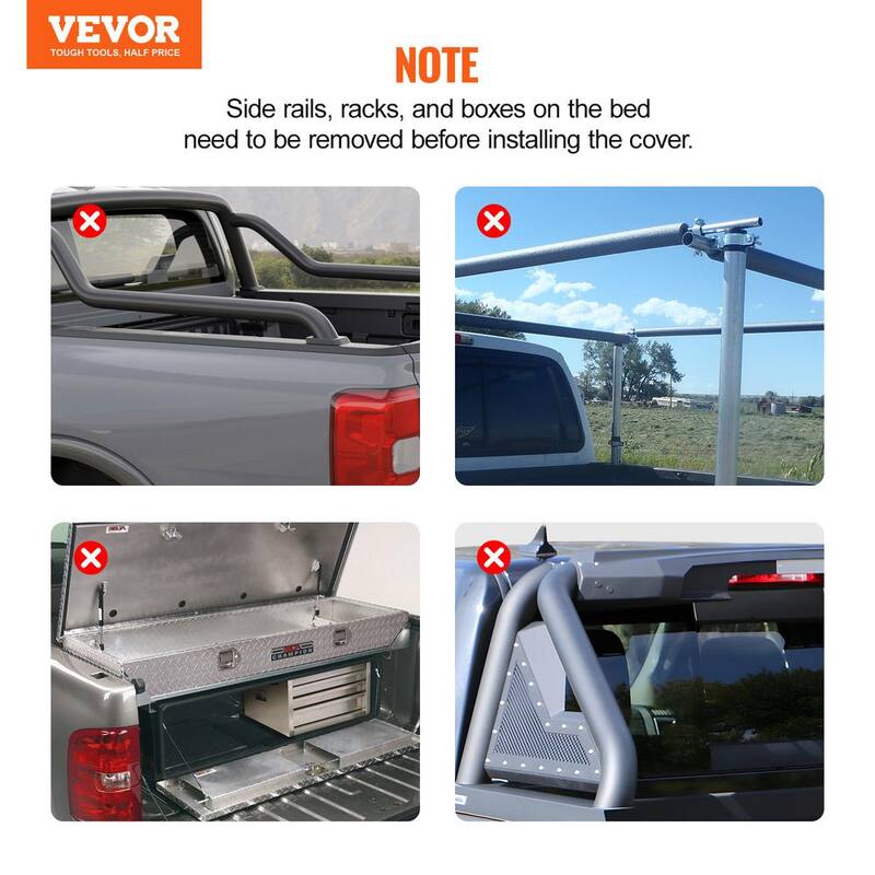 VEVOR Tri-Fold Truck Bed Tonneau Cover Compatible with 1999-2024 Ford F-250 F-350 Super Duty Styleside 6.75 ft. Bed, Black - ZDSKCHBXGZDSL0XPSV9