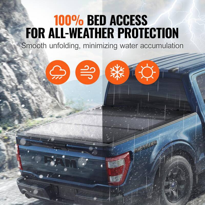 VEVOR Tri-Fold Truck Bed Tonneau Cover Compatible with 1999-2024 Ford F-250 F-350 Super Duty Styleside 6.75 ft. Bed, Black - ZDSKCHBXGZDSL0XPSV9