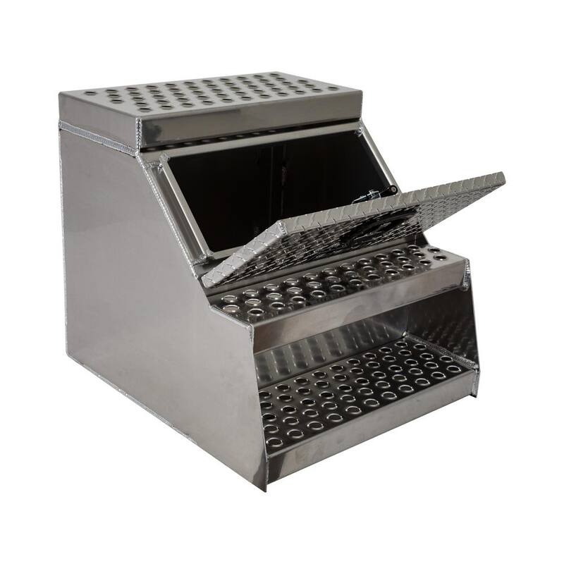 Buyers Products Company 24 in. x 28 in. x 24 in. Heavy Duty Diamond Tread Aluminum Step Box - 1705182