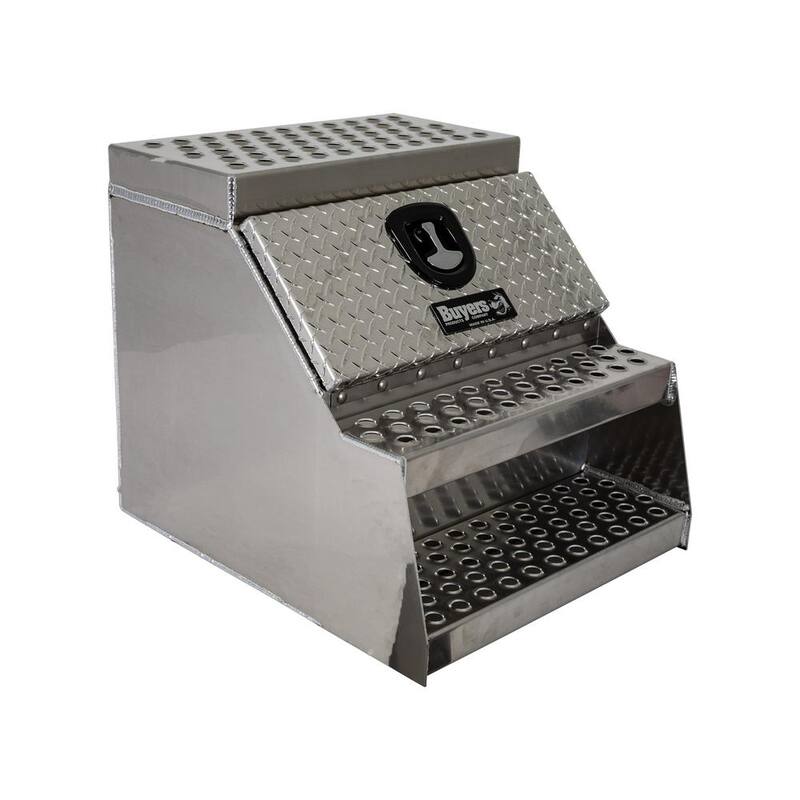 Buyers Products Company 24 in. x 28 in. x 24 in. Heavy Duty Diamond Tread Aluminum Step Box - 1705182
