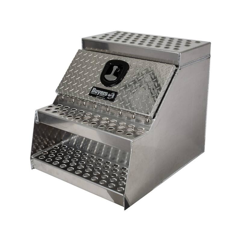 Buyers Products Company 24 in. x 28 in. x 24 in. Heavy Duty Diamond Tread Aluminum Step Box - 1705182