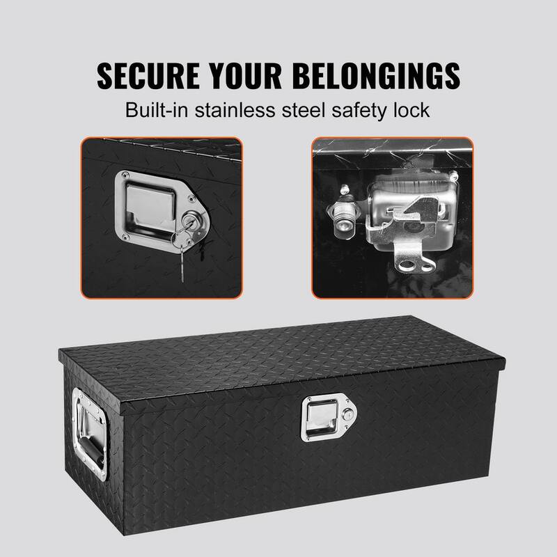 SKYSHALO Heavy Duty Aluminum Truck Bed Tool Box, Diamond Plate Tool Box with Side Handle and Lock Keys, Storage Truck Tool Box - LCZXG30X13X96UJDLV0-0711