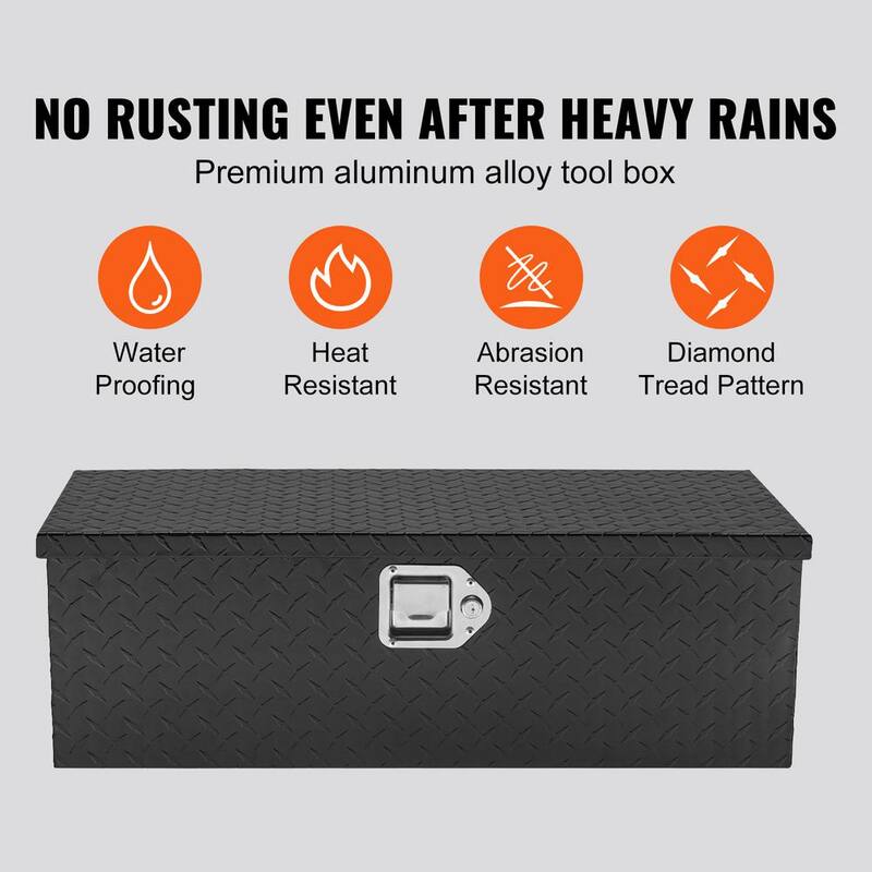SKYSHALO Heavy Duty Aluminum Truck Bed Tool Box, Diamond Plate Tool Box with Side Handle and Lock Keys, Storage Truck Tool Box - LCZXG30X13X96UJDLV0-0711
