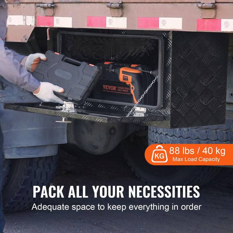 VEVOR Underbody Truck Box, 36 x 17 x 18 in. Pickup Storage Box, Heavy Duty Aluminum Diamond Plate Tool Box with Lock and Keys - CDKCGJX23617M29BSV0
